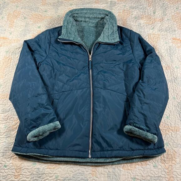 Free Country Jackets & Blazers - Free Country Reversible Jacket Womens XL Blue Fleece Lined Coat